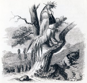 De haan en de vos - Fabels van La Fontaine door Grandville