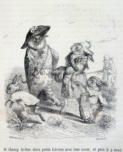 De twee kleine hazen, hun zus en de uil