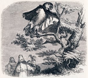 De twee papegaaien, de koning en zijn zoon - Fabels van La Fontaine door Grandville