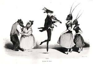 Een Paar Honden, uit de serie Les Metamorphoses du Jour door Grandville
