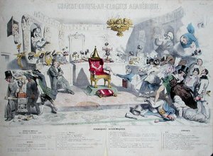 Grande Course au Clocher Academique, karikatuur van het Institut de France, 1839