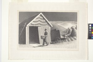 Zaadtijd en oogst door Grant Wood
