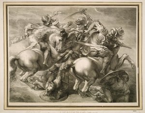 De slag van de vier ruiters (Slag bij Anghiari) door Gérard Edelinck