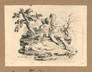 Cupido Laat Cupido het Hart van een Jongen Eten, Dat Ze Heeft Uitgesneden door Gravelot