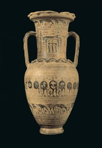 Attische amfoor, Late Geometrische II B Periode (720-700 v.Chr.) door Greek