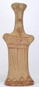 Beeldje van een staande vrouw, Boeotische werkplaats, Archaïsche Periode door Greek