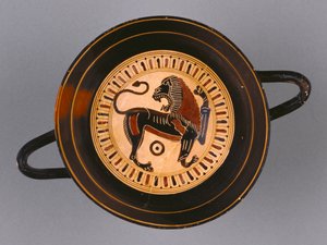 Laconische Zwartfiguur Kylix toegeschreven aan Hunt schilder, c.540 v.Chr. door Greek