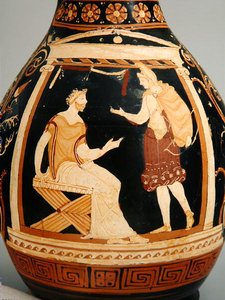Oinochoe (Form III), 340-320 v.Chr. (detail) door Greek