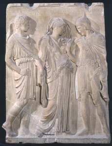 Orpheus, Eurydice en Hermes (marmer)