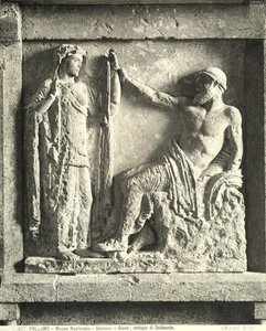 Zeus en Hera, metope van Tempel E in Selinunte, Sicilië