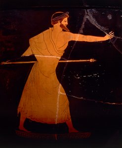 Griekse beschaving, roodfigurige keramiek. Attische krater die Zeus afbeeldt, toegeschreven aan de Berlijnse schilder. (detail)