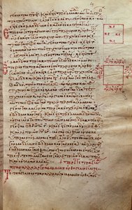 Pagina met tekst en geometrische figuren, uit Elementen door Euclides (3e eeuw v.Chr.) door Greek School