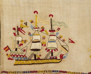 Deel van een bruidshanddoek, Skyros, Sporaden Eilanden door Greek School