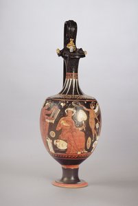 Rood en wit figuur Oinochoe, ca. 310 v.Chr. door Greek School