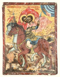 Heiligen Theodorus Tyron en Theodorus Stratelates door Greek School