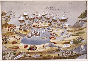 Belegering en Zeeslag, plaat 13 uit Beeldende Geschiedenis van de Griekse Onafhankelijkheidsoorlog door Generaal Makryjannis door Greek School