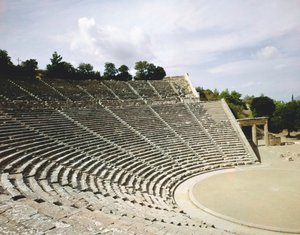 Uitzicht op het theater, ca. 360 v.Chr. door Greek School