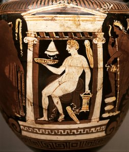 GRIEKSE KUNST: Apulische rode figuur volute-krater. Funeraire scène. Offering ins..., ca. 330-320 BC (aardewerk)