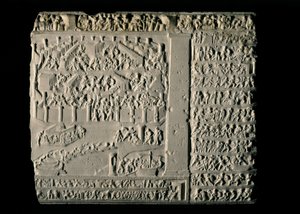 griekse kunst: Trojaanse oorlog. Tabula Iliaca met reliëfs van de Trojaanse cyclus, vergezeld... door Greek School