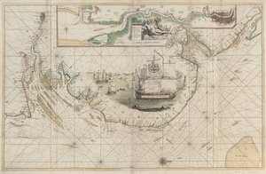 Een kaart van de oostkust van Barton, Lincolnshire, tot Dover, Kent