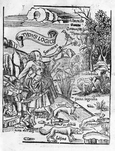Vrije Kunsten: Logica - in “Margarita Philosophica” door Gregor Reisch (1467-1525). Bale door Gregor Reisch