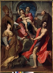 Maagd en kind met heiligen Franciscus van Assisi, Johannes de Doper, Margaretha en Gregorius de Grote
