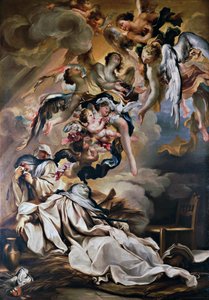 Dood van St. Scholastica, Kerk van St. Stefanus, Genua, Ligurië, Italië