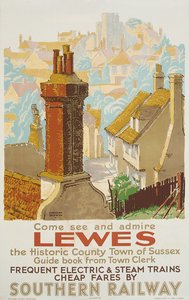 Lewes, poster ter promotie van Southern Railway door F. Gregory Brown