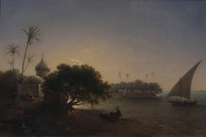 Uitzicht op de Nijl in Egypte, 1851 door Grigori Grigorevich Chernetsov