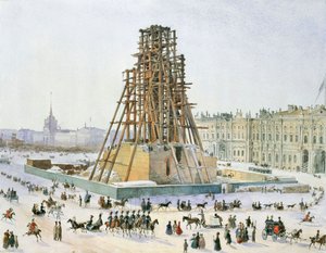 De Alexanderzuil in steigers, 1833