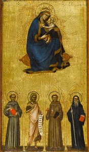 Madonna en Kind met Heiligen, circa 1360 (tempera en bladgoud op populierenpaneel) door Guariento di Arpo