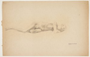Studie van gipsafgietsel uit Pompeii. Liggende man