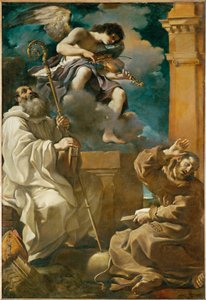 Sint Franciscus in extase en Sint Benedictus met een engel ...