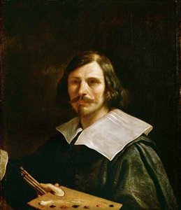 Zelfportret met schilderspalet ... door Guercino (1591-1666)