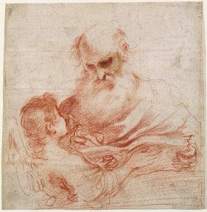 De evangelist Matteüs met de engel door Guercino