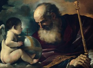God de Vader en Engel door Guercino