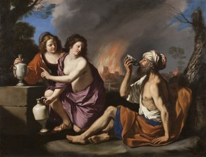 Lot en zijn dochters door Guercino