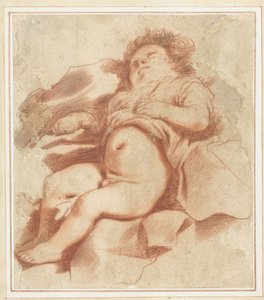 Studie van een slapend kind door Guercino