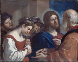 De overspelige vrouw door Guercino