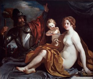 Venus, Mars en Liefde door Guercino