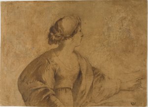 Vrouw in Profiel, Wijzend met Linkerhand