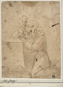 Sint Antonius van Padua Aanbiddend het Christuskind door Guglielmo Caccia