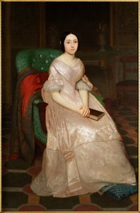 Portret van de markiezin Emilia Negrone Centurione, Genesis edel schilderij door Giuseppe Frascheri (1809-1886)