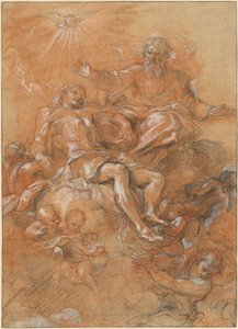 God de Vader en de Heilige Geest ontvangen het lichaam van Christus door Guglielmo Cortese