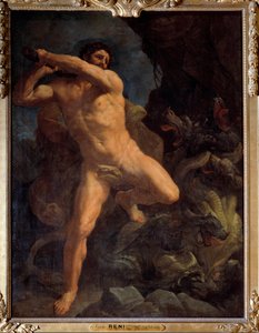 Hercules verslaat de Hydra van Lerna. Schilderij door Guido Reni (1617) door Guido Reni