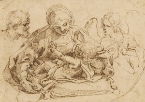 Heilige familie met een engel door Guido Reni