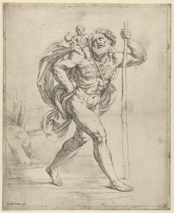 Sint Christoffel met het Christuskind op zijn rechterschouder door Guido Reni