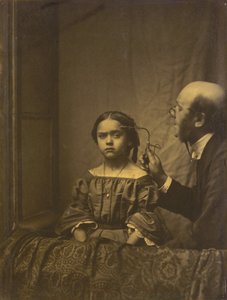 De aandachtsspier (links); Wenkbrauwcontractie door fel licht (rechts),1854-1856, gedrukt 1862 (foto)