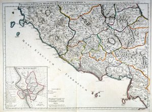 Historische kaart van de Italiaanse regio waar de Etrusken woonden na de Atlas van G. Delysle door Guillaume (after) Delisle