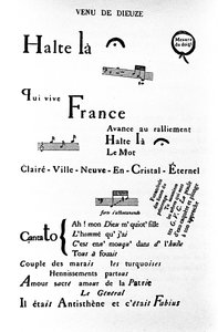 Calligram (rebus) door Guillaume Apollinaire: 